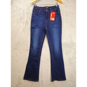 JVINI Fashion Jeans Womens Size 11 Dark Blue Stretch Wide Leg High Rise 27x31"